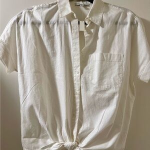 Madewell White Short-Sleeve Button-Down Shirt